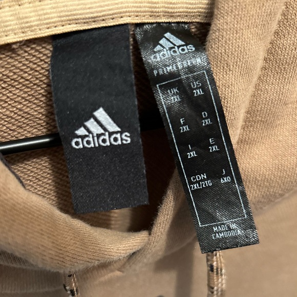 Adidas 3 Stripes Logo Pullover Hoodie Tan Black Men’s Size XXL - Picture 3 of 3
